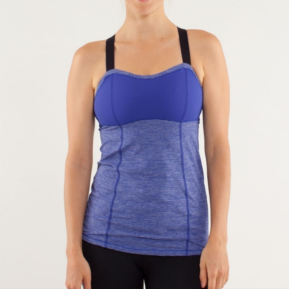 Lululemon Run: Catch Me Tank Tonka Stripe Pigment Blue size 6
